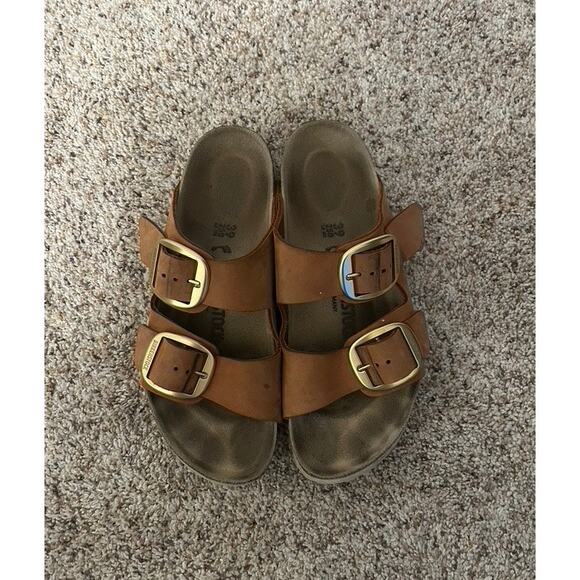 Womens Birkenstock Arizona Big Buckle Slide Sandal Cognac - Picture 2 of 5